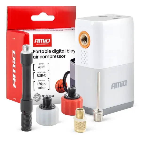 Langaton mini-ilmakompressori polkupyöriin, 40 W, USB-C, AMIO-04946 - Kampanjahinta